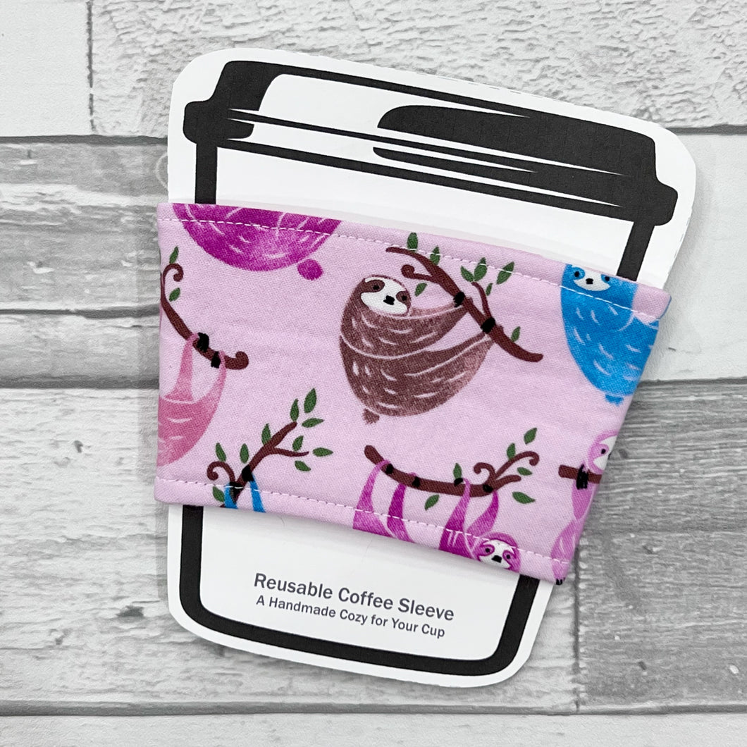 Pink Sloth Reusable Coffee Sleeve