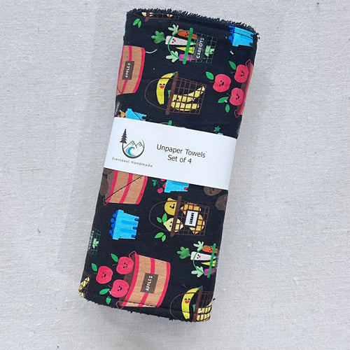 Smiling Veggie Bins Unpaper Towels - Set of 4