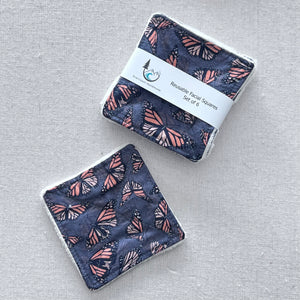 Butterflies on Slate Reusable Facial Squares