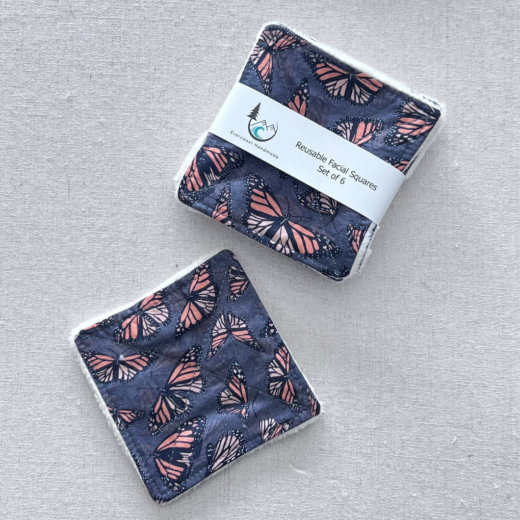Butterflies on Slate Reusable Facial Squares