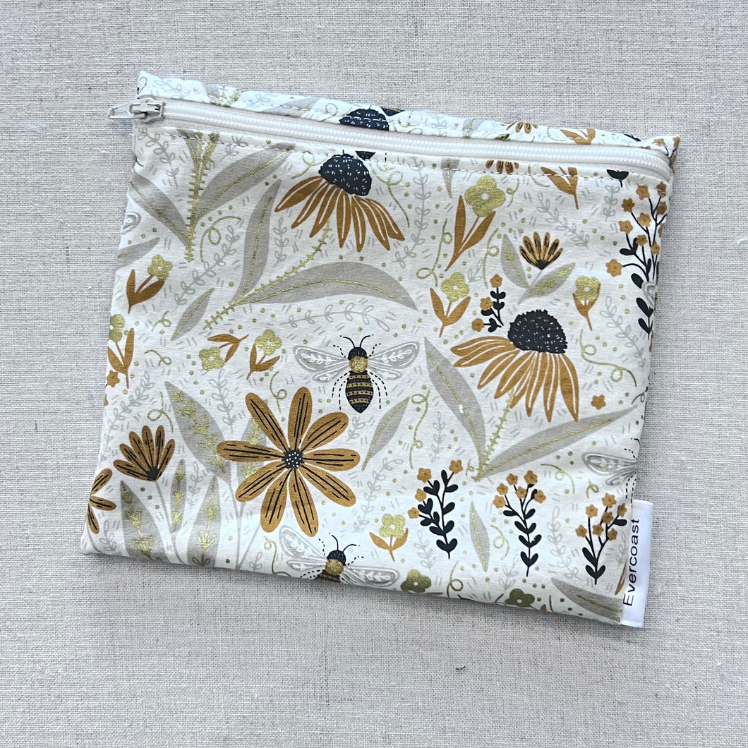 Bee Garden Cream Floral Reusable Sandwich Bag