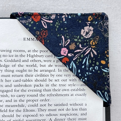 Foraged Floral on Black Corner Bookmark