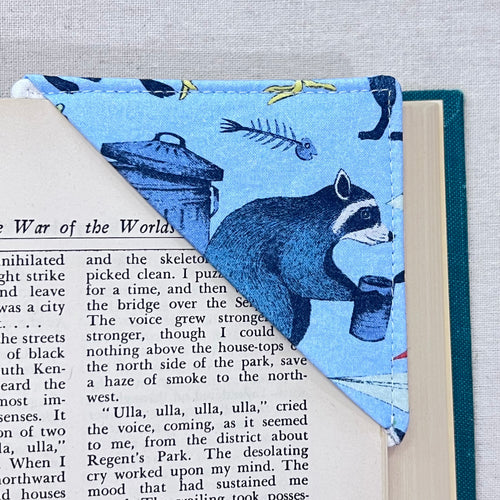 Raccoons on Blue Corner Bookmark