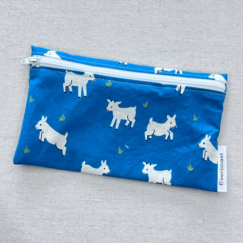 Goats on Blue Reusable Snack Bag