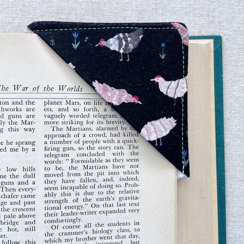 Chickens on Black Corner Bookmark