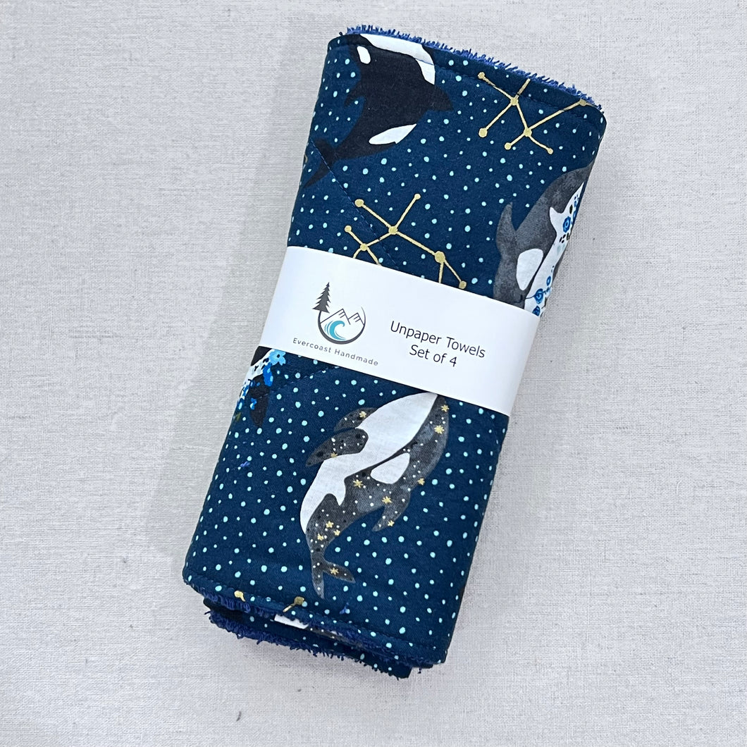 Cosmic Whale Unpaper Towels - Set of 4