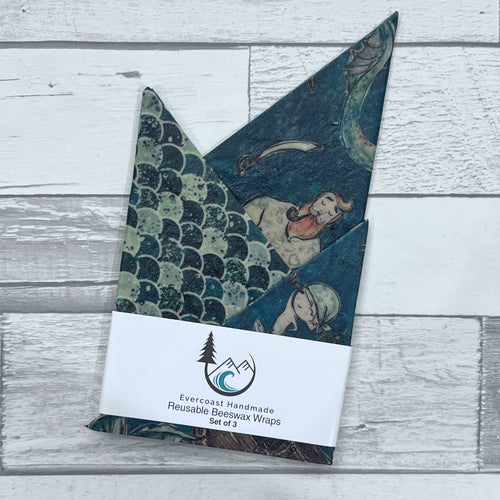 Mermen and Scales Beeswax Wraps – Classic Set of 3