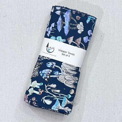 Blue Mushroom Unpaper Towels - Set of 4