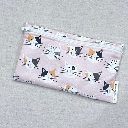Cat Faces on Pink Reusable Snack Bag