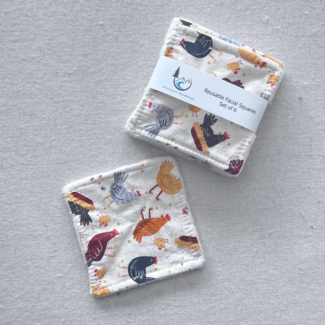 Chickens on Cream Reusable Facial Squares