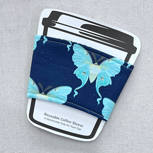 Fireflies on Navy Reusable Coffee Sleeve