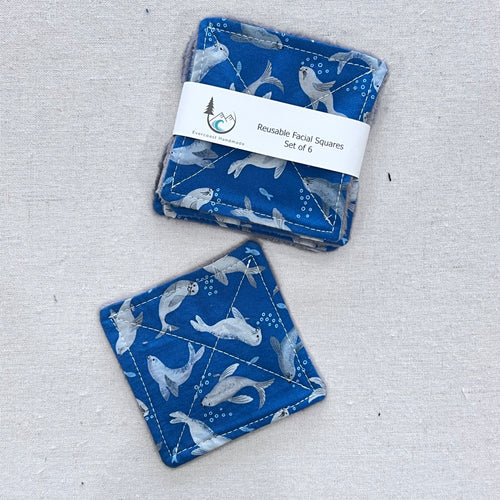 Seals on Blue Reusable Facial Squares