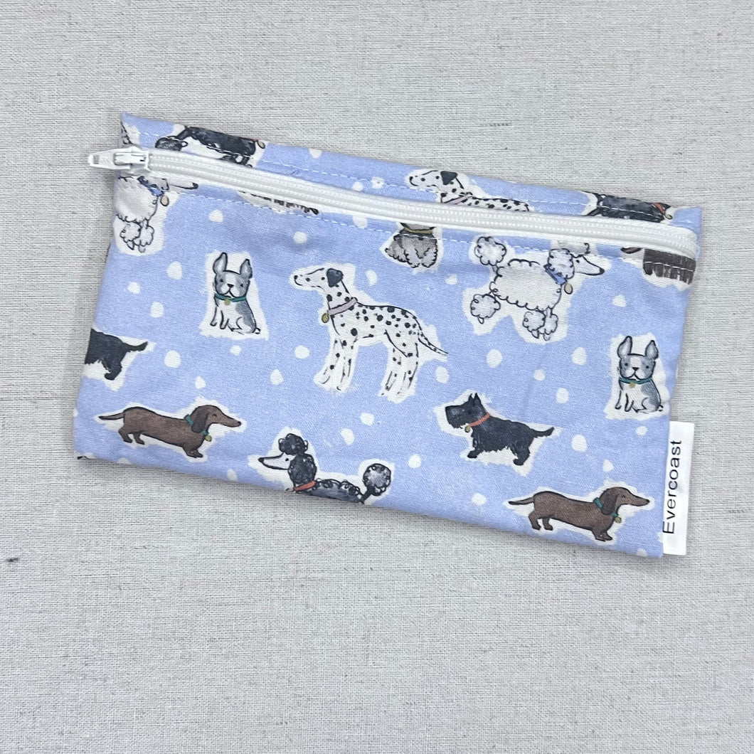 Multi Dog on Blue Reusable Snack Bag