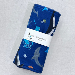 Ocean Animals Unpaper Towels - Set of 4