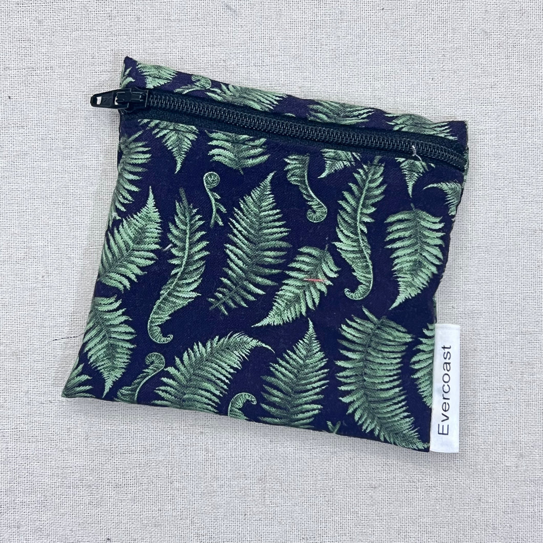 Fern Fronds on Black Reusable Mini Snack Bag