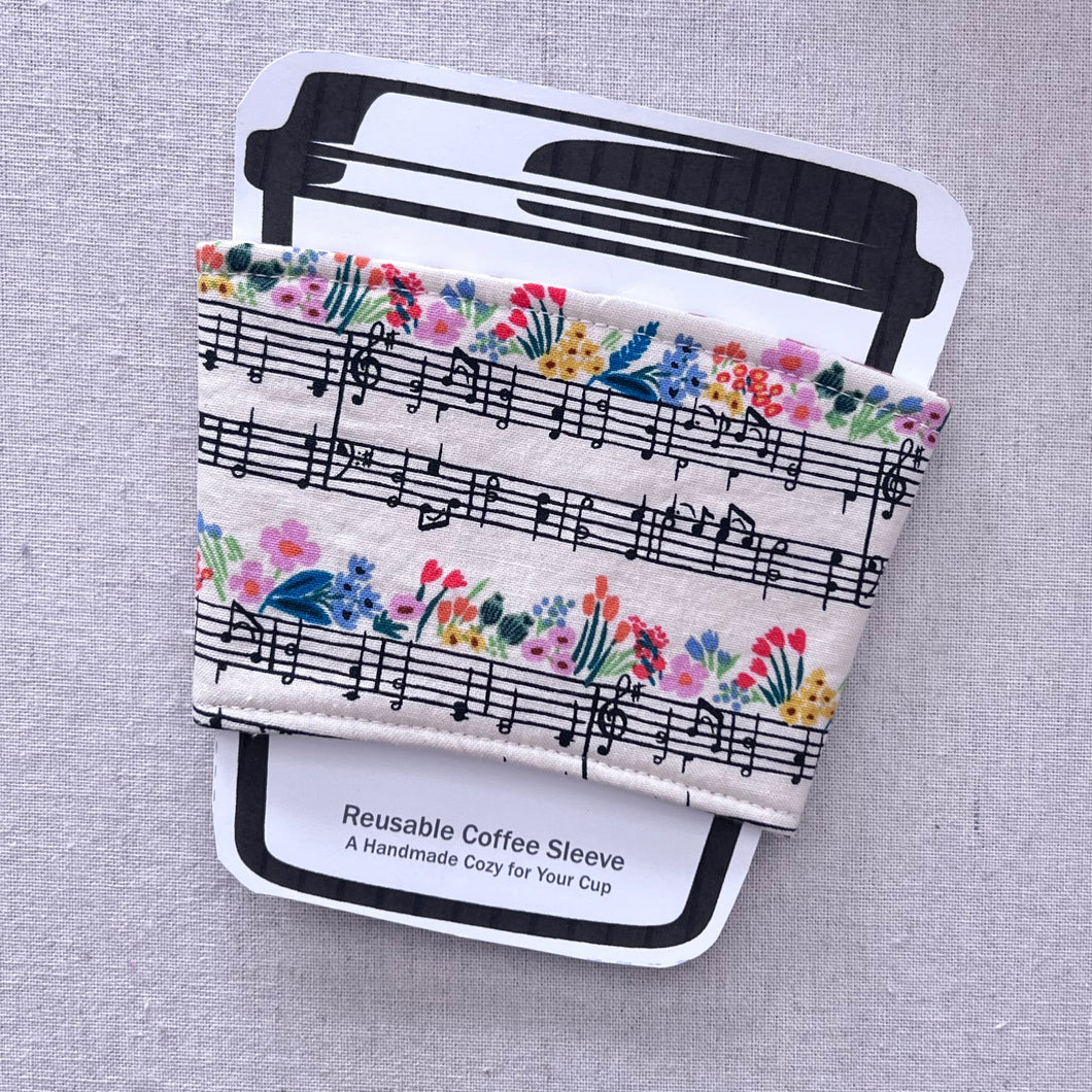 Floral Music Reusable Coffee Sleeve