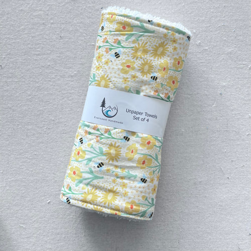 NB Bees on Yellow Unpaper Towels - Set of 4