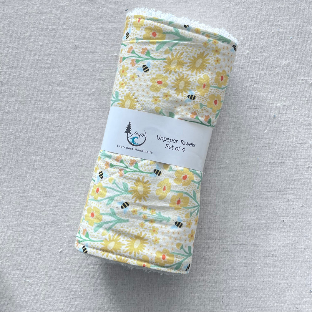NB Bees on Yellow Unpaper Towels - Set of 4