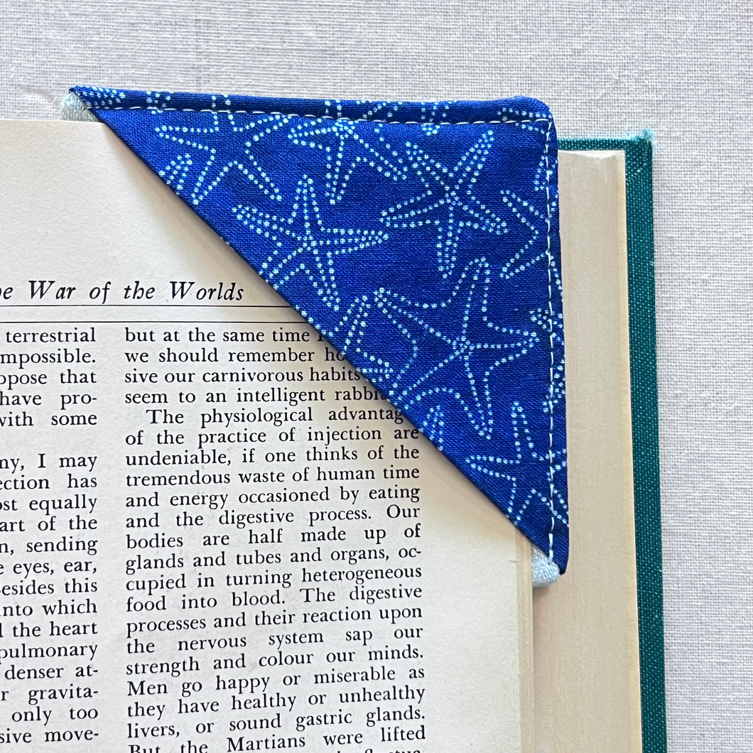 Starfish on Navy Corner Bookmark