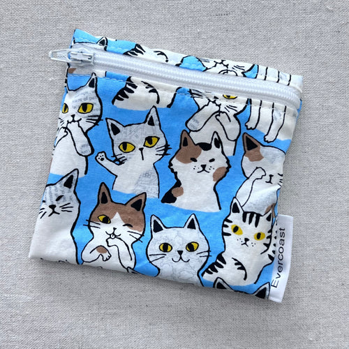 Cats on Blue Reusable Mini Snack Bag
