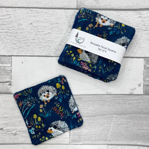 Navy Hedgehog Reusable Facial Squares