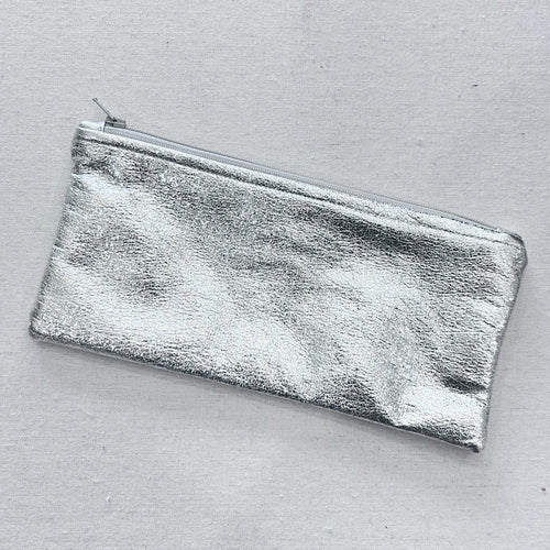 Metallic Silver Pencil Case