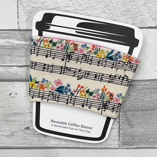 Floral Music Reusable Coffee Sleeve