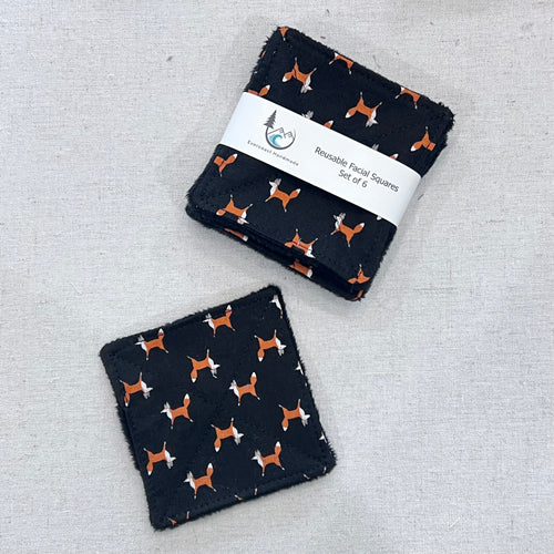 Foxes on Black Reusable Facial Squares