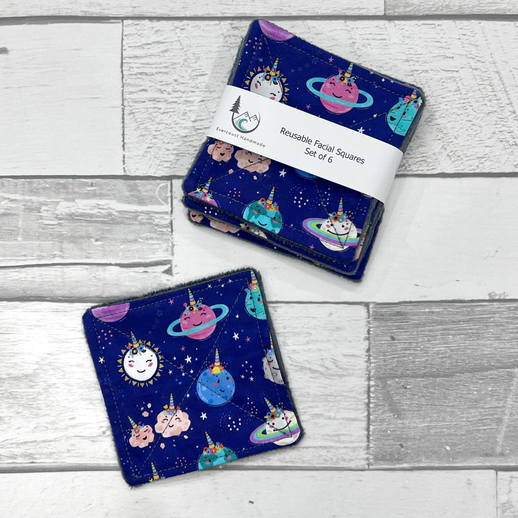 Unicorn Planets Reusable Facial Squares