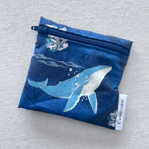 Navy Floral Whale Reusable Mini Snack Bag