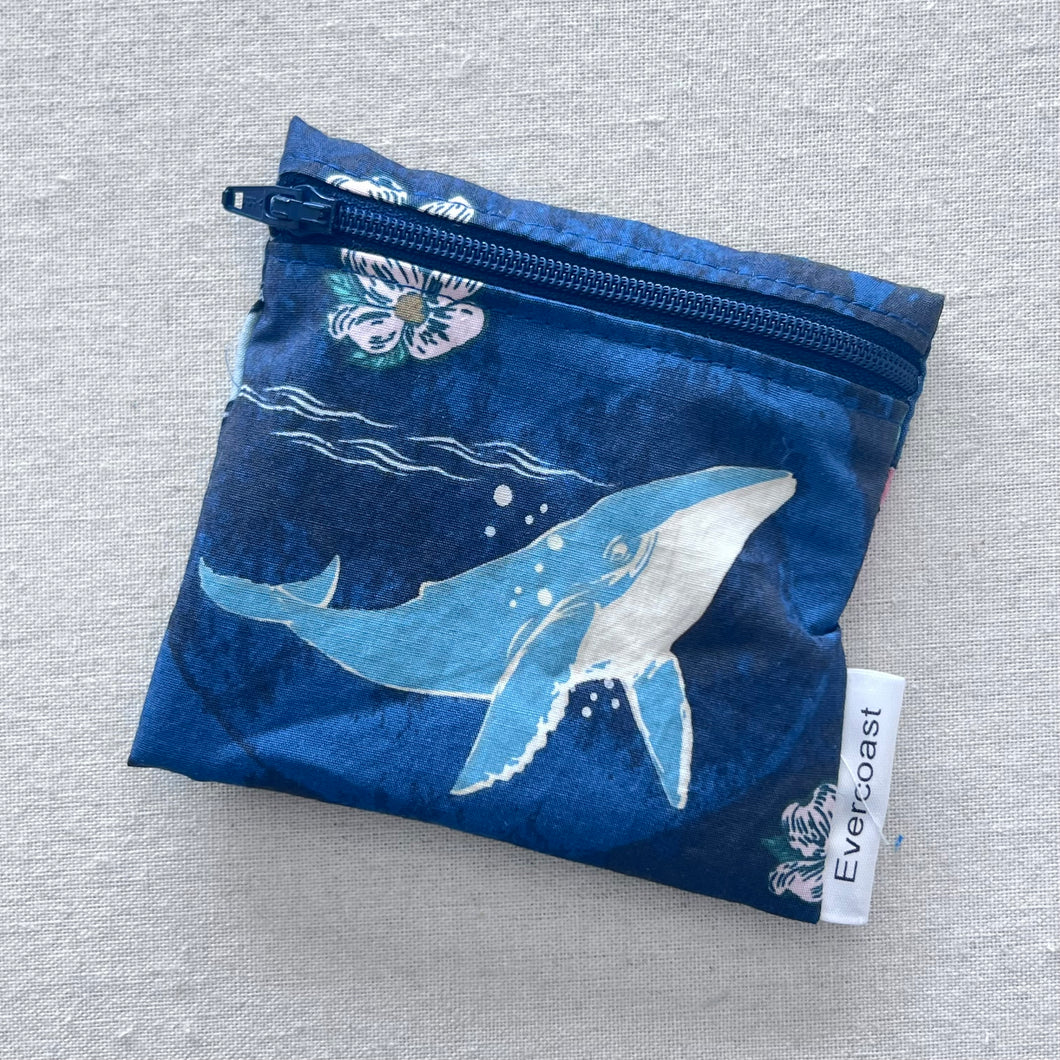 Navy Floral Whale Reusable Mini Snack Bag