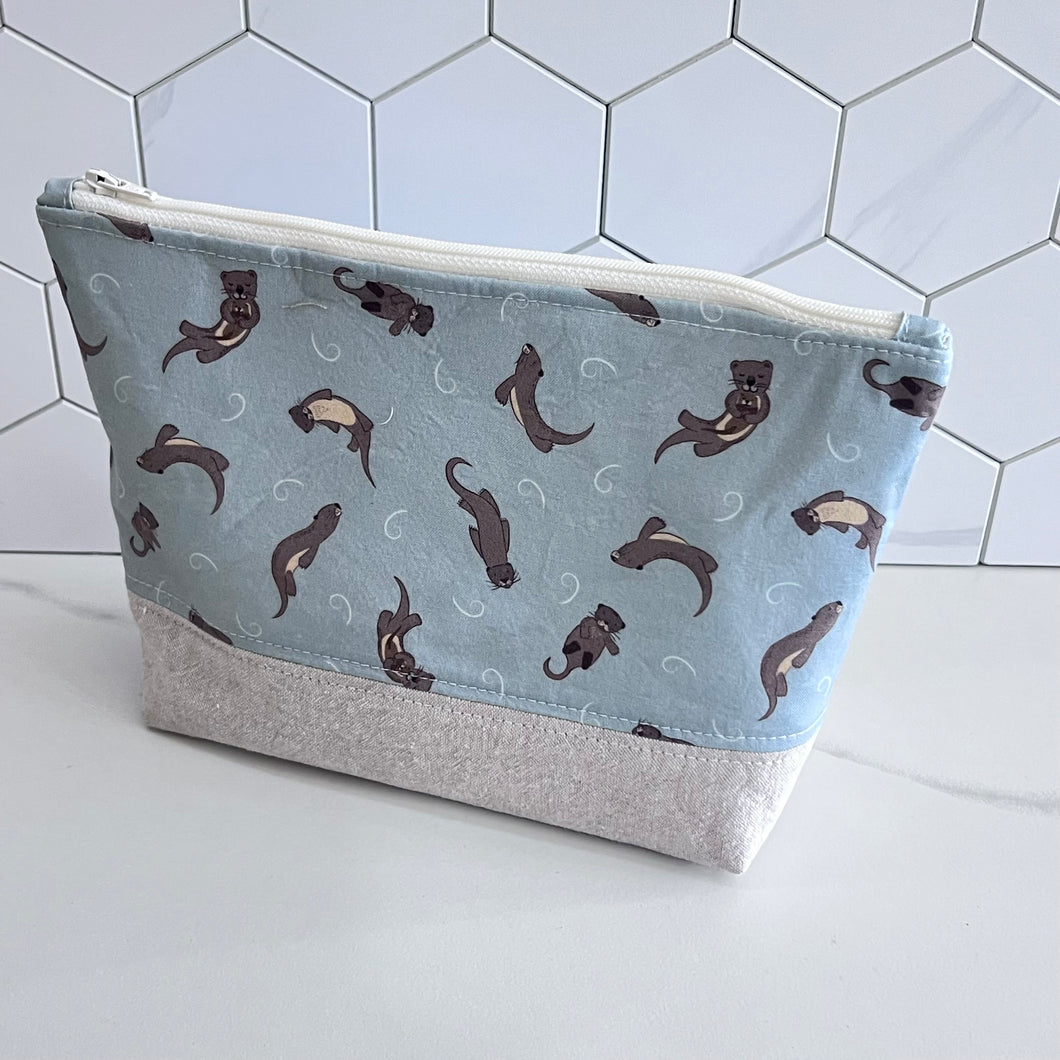 Otters on Muted Blue Large Organizer Bag