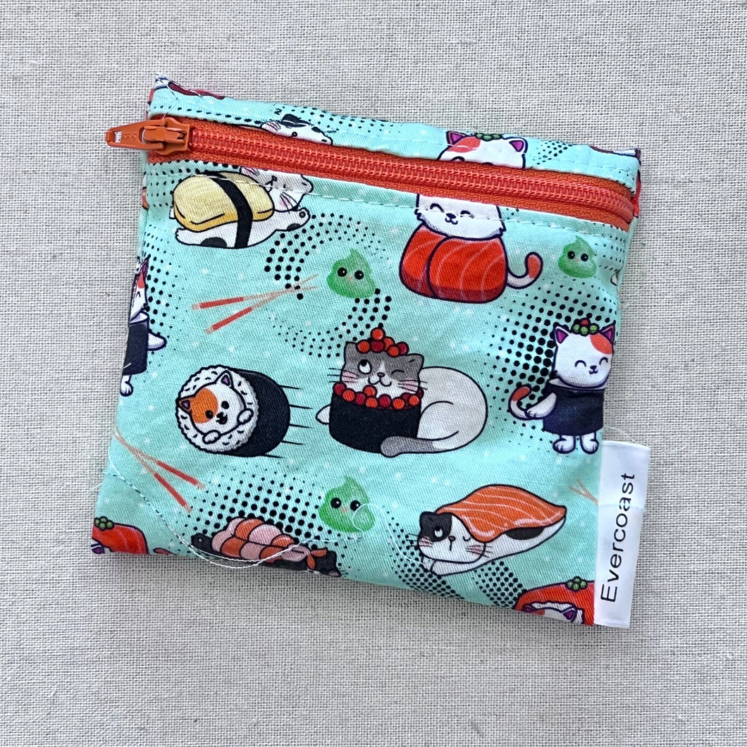 Small Sushi Cat Reusable Mini Snack Bag