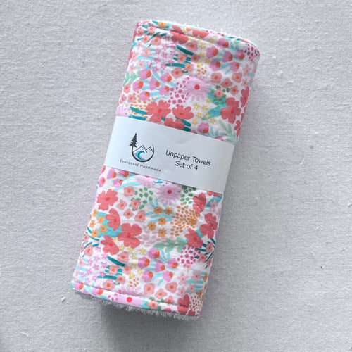 NB Pink Floral Unpaper Towels - Set of 4