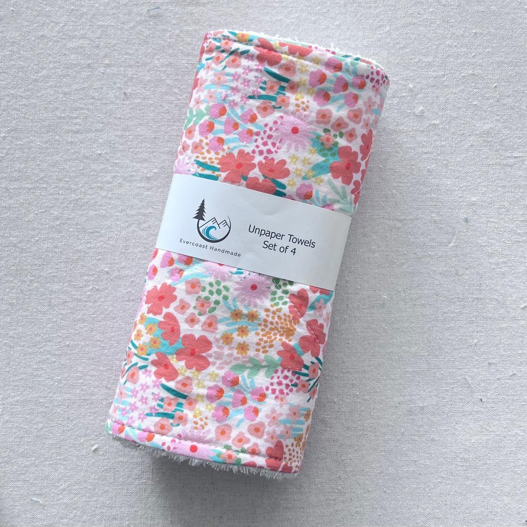 NB Pink Floral Unpaper Towels - Set of 4
