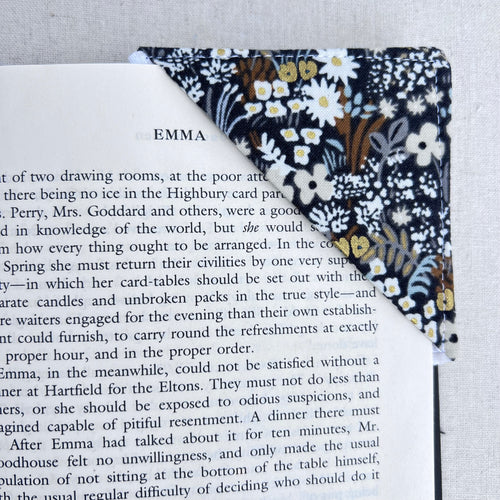 Black and and Gold Floral Corner Bookmark