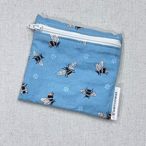 Bees on Blue Reusable Mini Snack Bag