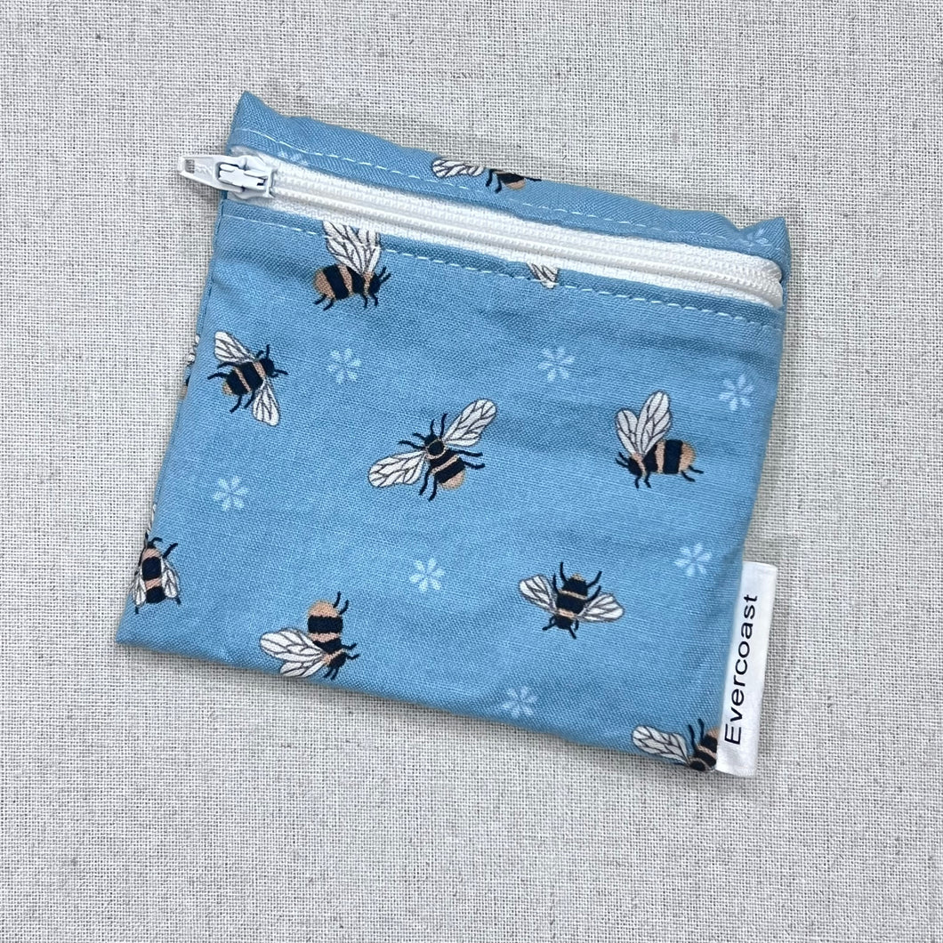 Bees on Blue Reusable Mini Snack Bag
