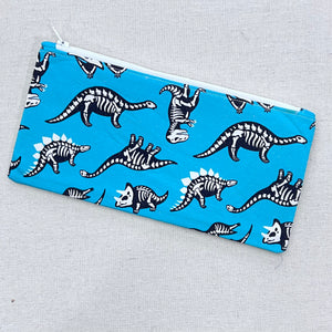 Dino Bones on Turquoise Pencil Case