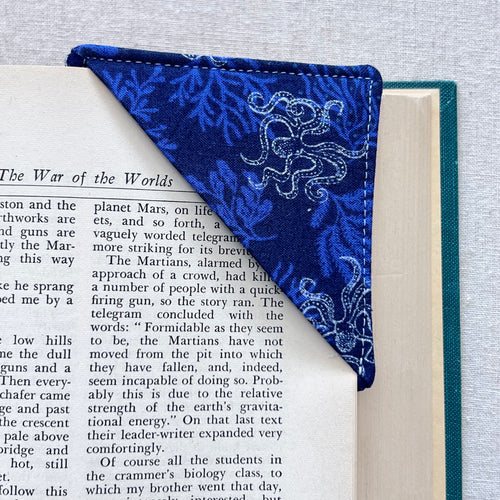 Octopus on Navy Corner Bookmark