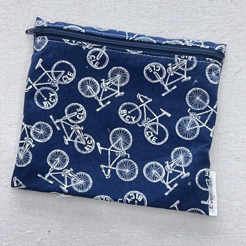 Bicycles on Navy Reusable Sandwich Bag