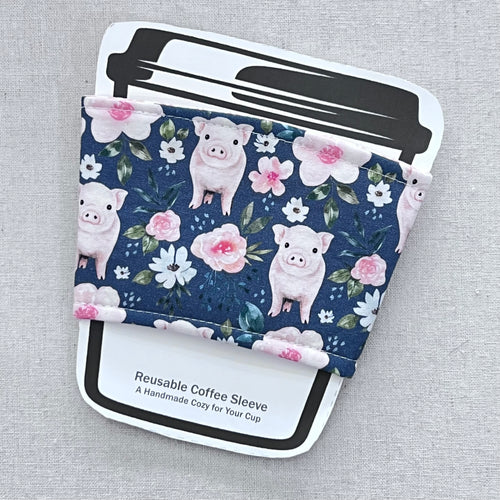 Floral Pig Reusable Coffee Sleeve