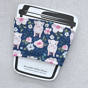 Floral Pig Reusable Coffee Sleeve