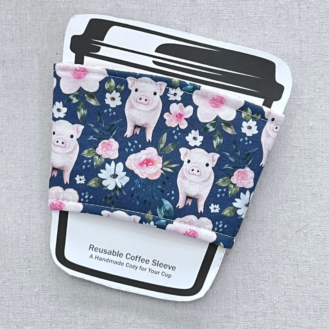 Floral Pig Reusable Coffee Sleeve