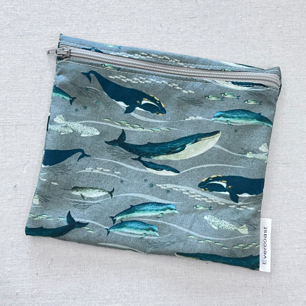 Stormy Sea Whales Reusable Sandwich Bag