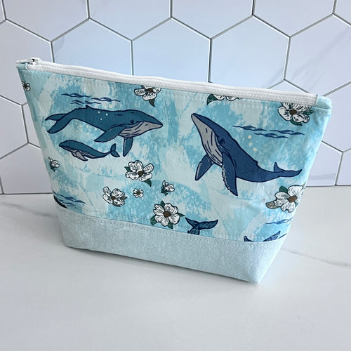 Floral Whale on Mint Large Organizer Bag