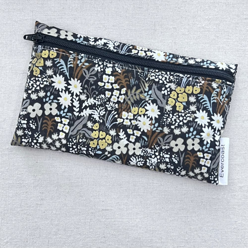 Black and Gold Floral Reusable Snack Bag