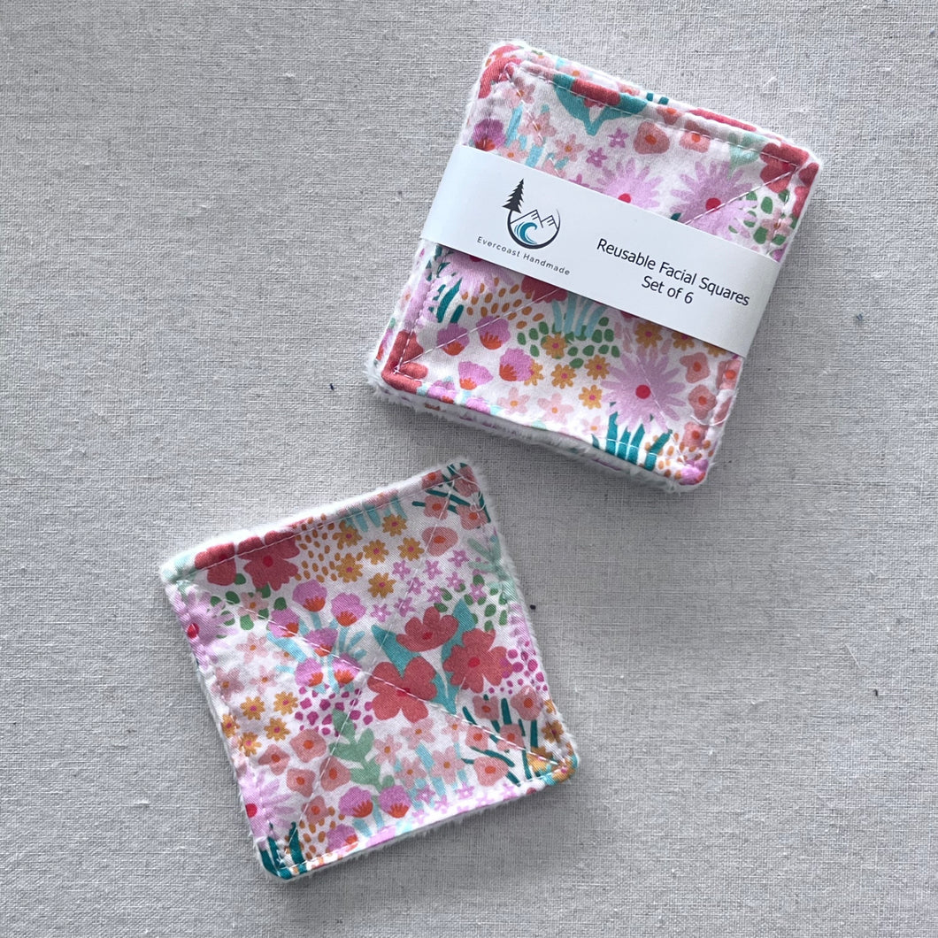 NB Pink Floral Reusable Facial Squares