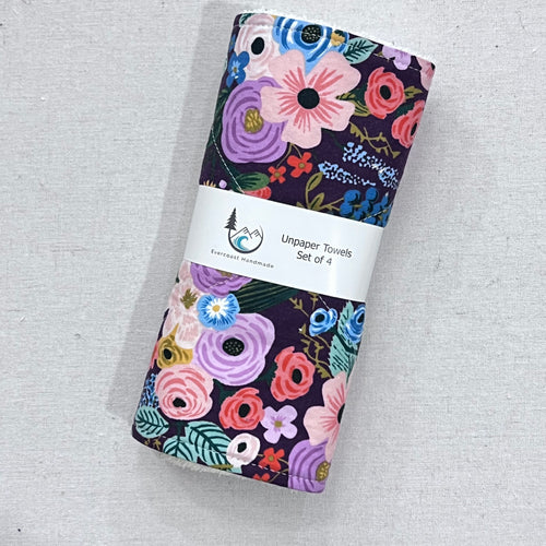 Burgundy Garden Party Unpaper Towels - Set of 4