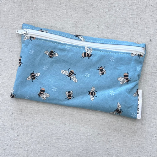Bees on Blue Reusable Snack Bag